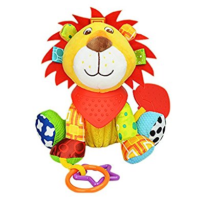 Toy Gift Set --- Crib Bumper Gallery High-Contrast Development Puzzle Zoo Cloth Book, Bandana Activity Toy, Lacing Cards, Stuffed Animal Stroller Toys, Baby Changing Pad, BPA free Teethers