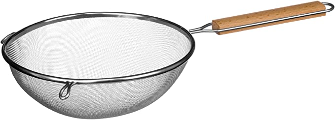 Premier Housewares Sieve with Wooden Handle, Stainless Steel, 24.5 cm