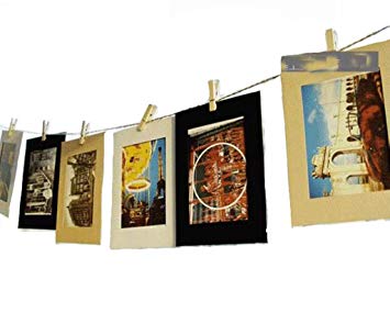 YOYOSTORE 10 Pc 6" Picture Photo Frame Album Display Photograph Hanging Clip Hemp Rope