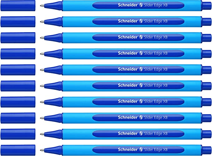 Schneider Slider Edge XB (Extra Broad) Ballpoint Pen, 1.4 mm, Light Blue Barrel, Blue Ink, Box of 10 Pens (152203)