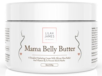 Belly Butter 8oz- Organic Decadent Cream Prevents & Reduces Stretch Marks, Relieves Itching, And Hydrates Skin During Pregnancy