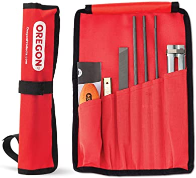 Oregon Chainsaw Field Sharpening Kit - Includes 5/32, 3/16, and 7/32 Inch Round Files, Flat File, Handle, Filing Guide, and Pouch
