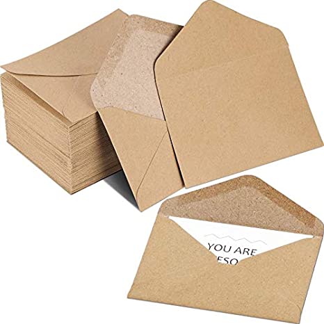 400 Packs Gift Card Envelopes Kraft Envelopes Mini Paper Card Envelope Sleeve for Small Gift Cards Invitations Business Notes Tiny Mini Greeting Cards, 4 x 2.75 inches (Brown)