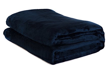 Amor&Amore Super Soft Warm Wear-Resistant Plush Blanket, Queen Size 90 x 90 Inches, Navy Blue