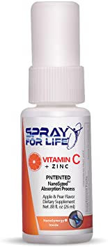 Spray for Life® Vitamin C (Pureway-C ®) Plus Zinc Spray - Non-Synthetic Formulation with Nanotechnology - Apple & Pear Daily Vitamin Spray for Adults, Children and Seniors - 30 Day Supply