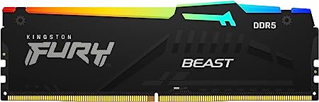 Kingston Fury Beast 16GB (2x8GB) 6000MT/s DDR5 CL36 RGB Desktop Memory Kit of 2 | Infrared Syncing | AMD Expo | Plug N Play | KF560C36BBEAK2-16