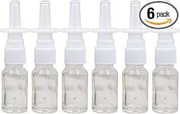 SYBL 6Pcs 10ml/0.34oz Glass Nasal Bottles - Portable Empty Refillable Fine Mist Atomizers Cosmetic Makeup Perfume Storage Container Vials(Clear)