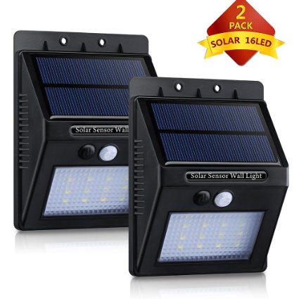 Patuoxun [2 units] 16 LED Solar Panel Powered Motion Sensor Lamp Outdoor Light Garden Security Light 320lm with Diamond Lampshade
