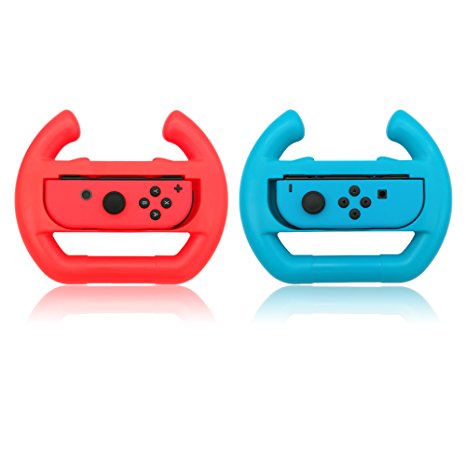 Nintendo Joy-Con Wheel,Steering Wheel for Nintendo Switch (Set of 2) - Blue and Red