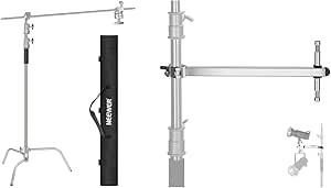 NEEWER 10 Feet/3 Meters C-Stand Light Stand with 4 Feet/1.2 M Extension Boom Arm, Offset Arm, 2 Pieces Grip Head and Carry Bag for Photography Studio Video Reflector, Monolight, etc (Basic Version)