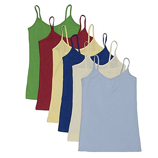 ANNA Women's Camisole Spaghetti Strap 6 Pack Smoothest Softest Camisoles Plain Tank Top