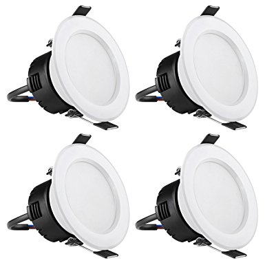 LE Pack of 4 Units 4W 3-Inch LED Recessed Lighting, 30W Halogen Bulbs Equivalent, Not Dimmable, 210lm, Warm White, 3000K, 90° Beam Angle, Recessed Ceiling Lights, Recessed Lights, LED Downlight