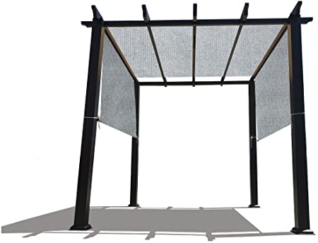 Alion Home Custom HDPE Permeable Canopy Sun Shade Cover Replacement with Rod Pockets for Pergola (16' x 10', Grey)