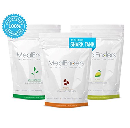 MealEnders Signaling Lozenges–Conquer Cravings, Curb Snacking, Beat Overeating, and Master Portion Control–Helps with Any Diet Weight Loss Program, 25-pc Pouch (Pack of 3) (Choc. Mint/Mocha/Citrus)
