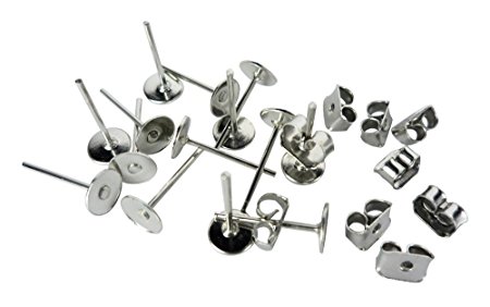 DIYcraft Stainless Steel Earrings Pin Stud Findings DIY Back Post Pad Blank 100 Pieces