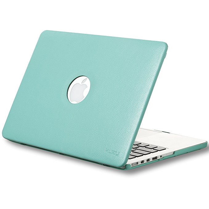 Kuzy TEAL Hot Blue Hard Case for Older MacBook Pro 13.3" with Retina Display A1502/A1425 Shell Cover Leatherette TEAL