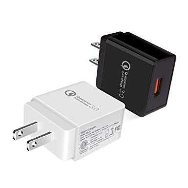 Fast Wall Charger, FiveBox 2PC Quick Charge 3.0 USB Wall Charger Adapter Charger Brick Base Charging Block Cube Plug Charger Box Compatible iPhone Xs Max/XR/X/8/7/6/6s, iPad, Samsung Galaxy S9 S8, LG