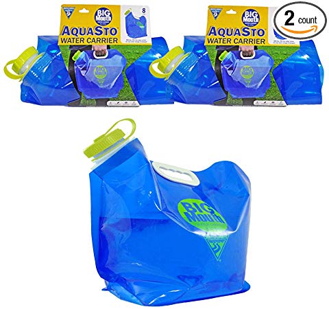 Seattle Sports AquaSto BigMouth Collapsible Water Container Bag, BPA Free Food Grade Storage Jug for Camping Hiking Backpack Emergency, No-Leak Freezable Foldable 8 Liter
