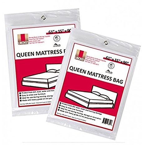 UBOXES Queen Size Mattress Covers/Bags 61" x 15" x 90" Moving Supplies (QUEENCOVER02)