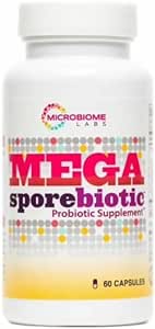 Mega-SporeBiotic Probiotics for Digestive Health - Mens & Womens Nutritional Supplements with Spore-Based Bacillus Coagulans & Bacillus Subtilis for Gut Health, Micro-biome Labs (60 Capsules)