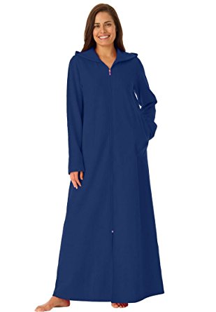 Dreams & Co. Women's Plus Size Long Ultra-Soft Fleece Hoodie Robe