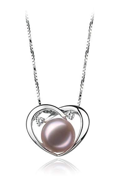 Katie Heart 9-10mm AA Quality Freshwater 925 Sterling Silver Cultured Pearl Pendant For Women