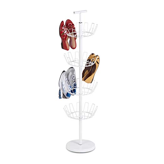 Honey-Can-Do SHO-01197 Shoe Tree with Spinning Handle, White, 4-Tier