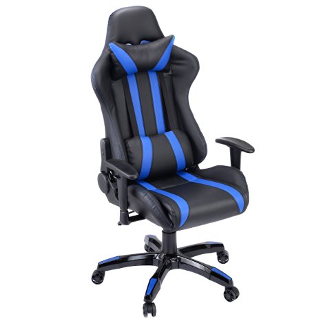 Giantex Executive Racing Style High Back Reclining Chair Gaming Chair Office Computer (Black Blue)