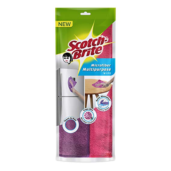 Scotch-Brite Microfiber Multipurpose Wipe (Pink and Purple, Pack of 2)