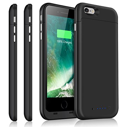 iPhone 6 Plus 6S Plus Battery Case 6800mAh, Gixvdcu Extended Rechargeable Protective Charger Cover Portable Power Bank for iPhone 6 Plus 6S Plus – Black
