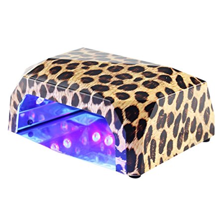 BlueTop Leopard Design LED 36W Automatic Professional Nail Dryer Curing Light Lamp Nail Art Tools DIY Gel Manicure Nail Polish Dryer with Time Setting Best Gift (Yellow)