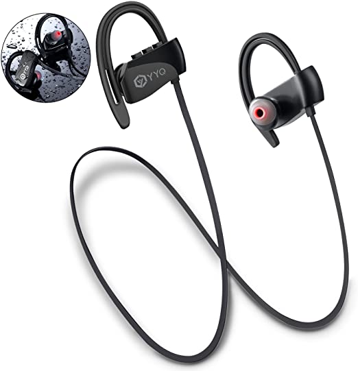 Bluetooth Headphones, M3 Wireless Sports Headset with Mic Waterproof Earphones HD Stereo Sweatproof Earbuds with Carring Case for Gym Running Workout 12 Hour Noise Cancelling (Black)