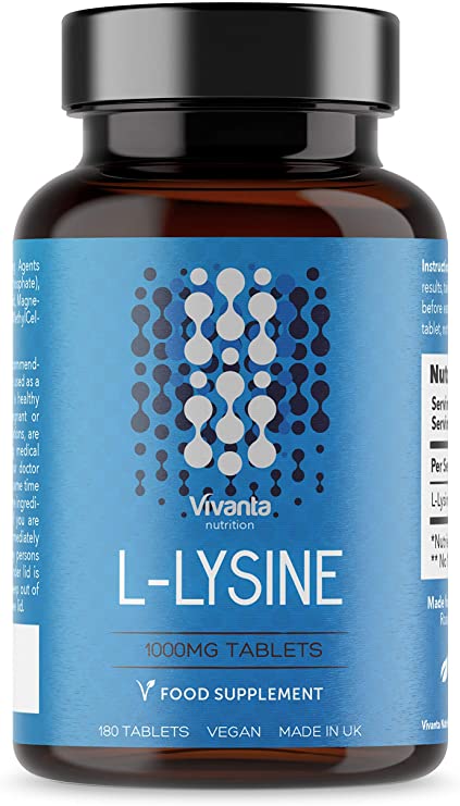 L-Lysine 1000mg x 180 Tablets - Vegetarian & Vegan Lysine - Made in The UK - 1000mg Tablets - L-Lysine Supplements