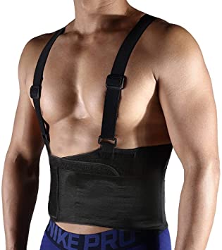 FITTOO Working Lumbar Lower Back Brace Support Belt with Adjustable Straps - Back Pain Relief, Injury Recovery, Heavy Lifting Support, Back Brace with Suspenders