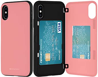 Goospery iPhone Xs Case, iPhone X Wallet Case with Card Holder, Protective Dual Layer Bumper Phone Case (Pink) IPX-MDB-PNK