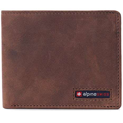 Alpine Swiss RFID Protected Mens Spencer Flip ID Leather Bifold Wallet