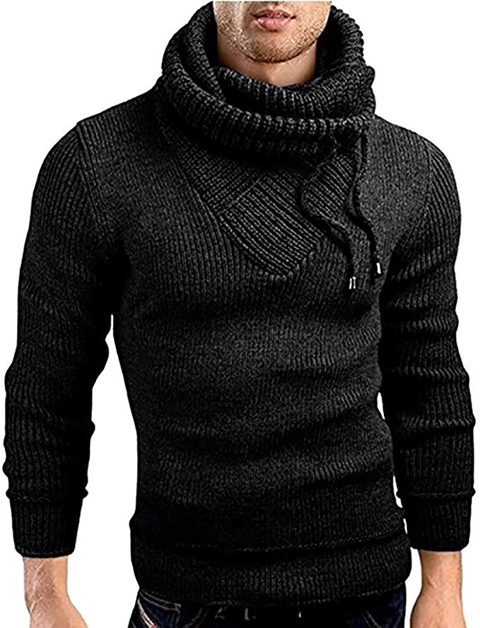 Ferbia Men's Thick Coat Cashmere Turtleneck Sweater Cardigan Male Wear Wool Sweater Lapel Tide