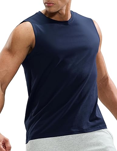 MIER Men's Tank Tops Cotton Sleeveless Muscle Shirts for Workout Running Athletic Gym Lounge Casual, Breathable