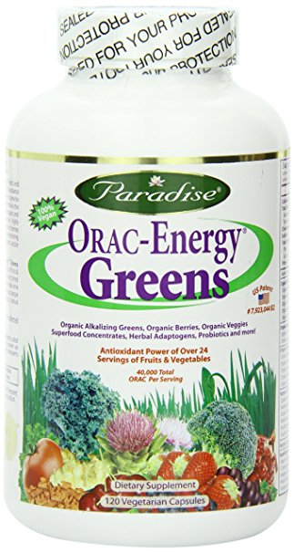 Paradise Herbs Orac Energy Vegetarian Capsules, Greens, 120 Count