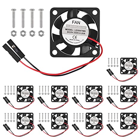 Raspberry Pi Fan, 10Pcs Raspberry Pi Cooling Fan Brushless CPU Cooling Fan Heatsink Cooler Radiator Connector Separating One-to-Two Interface 3.3V 5V for Raspberry Pi4 Pi3 B , Pi 3, Pi 2, Pi 1 B