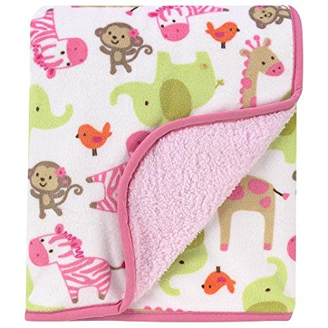 Carter's Printed Velour Sherpa Blanket, Pink Zebra Safari (Discontinued by Manufacturer)