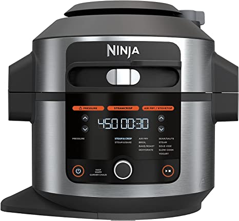 Ninja OL500C, Foodi 13-in-1 6.5-qt. (6.2L) Pressure Cooker Steam Fryer with SmartLid, Black/Silver (Canadian Version)