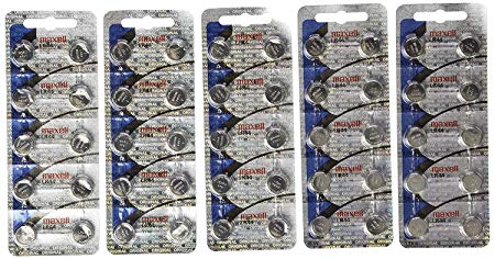 50 Pack Maxell LR44 AG13 357 button cell battery"NEW HOLOGRAM PACKAGE" 2 Pack