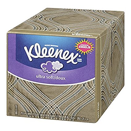 Kleenex Ultra Soft Facial Tissues, 75 Tissues per Cube Box, Pack of 27