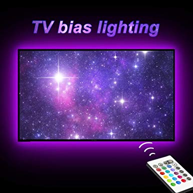 TV Bias Lighting,LED Strip Light USB Powered for 42 to 50 Inches HDTV, TV Backlight Kit with 24keys Remote 20 Color Options and Dimmable LED Lights (42-50)