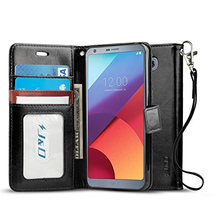 LG G6/LG G6 Plus Case, J&D [Wallet Stand] [Slim Fit] Heavy Duty Protective Shock Resistant Flip Cover Wallet Case for LG G6, LG G6 Plus - Black