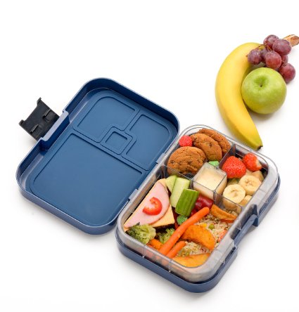 WonderEsque Bento Lunch Box - LeakProof Lunch Container - For Kids and Adults (DARK BLUE)
