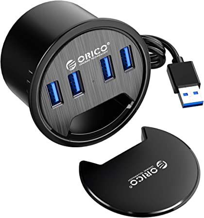 ORICO Desktop 4-Port USB 3.0 Hub, Grommet Desk-Fit for 59mm and 60mm Grommet Hole, Desktop Cable Organizer, Use with PC, MacBook, iMac, Mac Mini, XPS, Flash Drive and Any Other USB Compatible Devices