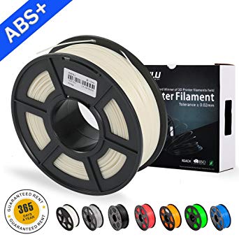 SUNLU 3D Printer Filament,ABS Plus Filament - 1.75 mm White 1kg Spool (2.2 lbs) - Dimensional Accuracy +/- 0.02mm - 100% Virgin Raw Material