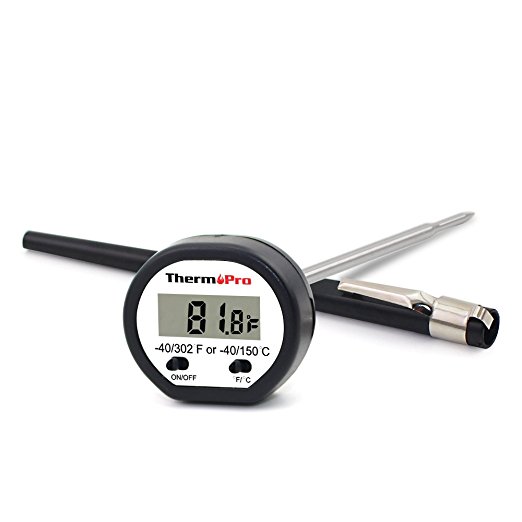 ThermoPro TP01 Instant Read Digital Cooking Thermometer with Stainless Steel Probe for Food, Kitchen, Smoker, Grill, BBQ, and Candy